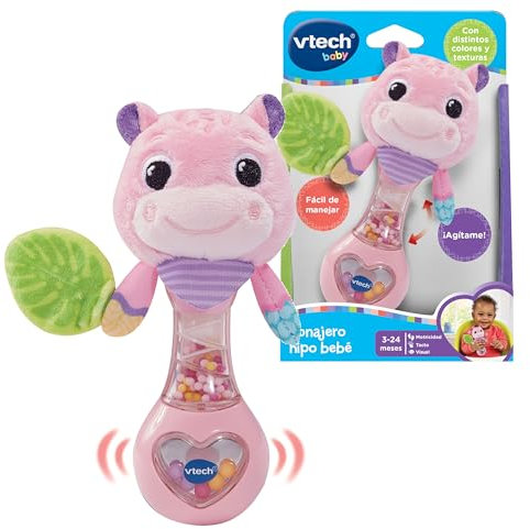 VTech Baby-Rassel, Rosa, ideal für kleine Hände, Knisterpapier, bewegliche Ohren, ohne elektronische Komponenten, Geschenk für Babys ab 3 Monaten, ESP-Version
