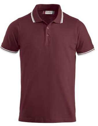 Polo à manches courtes pour homme 100 % coton peigné avec col tipped, fentes latérales, en qualité estivale 190 g/m², 8 couleurs, tailles XS à 4XL, bordeaux, XL