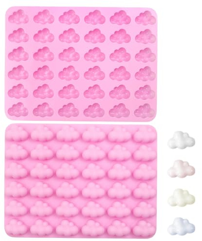 Non-Slip Cloud Shape Silicone Mold Odorless Non-Stick Chocolate Moulds Reusable Jelly Mold for Resin Crafts Candles Dessert Molds Soap Muffin Pudding Cookie - Pink
