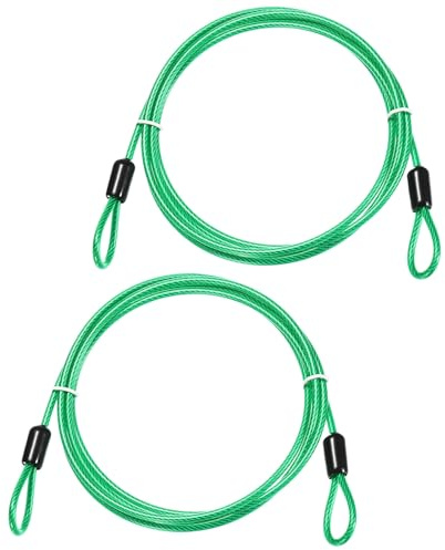 TIXIPEM Security Cable with Loops [2Pcs] - 4.92ft / 193.7 Inch Stainless Steel Luggage Lock Safety Cable Use for Bikes & Luggage & Toolbox, & Tent - [Green] Wire Rope Lanyard