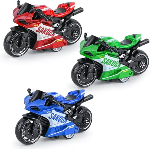 FCXVXCL Moto Giocattolo Motorcycle Model Toy Pull Back Innovative Simulation Alloy Motorcycle Model Simulazione Moto Giocattolo Educativi Per Bambini 3pcs