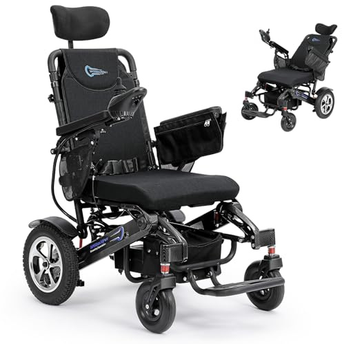 WheelWavi Foldable Reclining Electric Wheelchair for Adults Seniors - 20 Miles Range, 500W Motor, Lightweight Compact Portable, All Terrain, Airline Approved