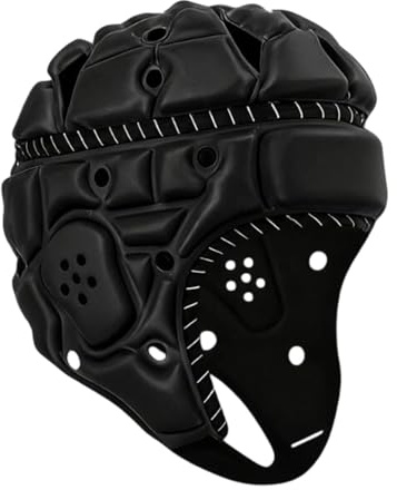 Homyl Casque Rugby Adulte avec Rembourrage Souple Protection Antichoc Ajustable et Bandes Réfléchissantes Conçu en Mousse EVA et Polyester Adapté Aux Hommes, Noir