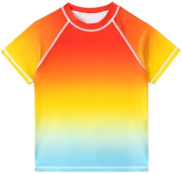 Valcatch Kids Rash Guard UPF 50+ Short Sleeve Swimming Shirt Boys Girls Sun Protection Vest Swimwear Quick Dry Fashion Athletic T-Shirts Summer Outdoor Sport Hiking Travel for Age 5-13 Years Orange