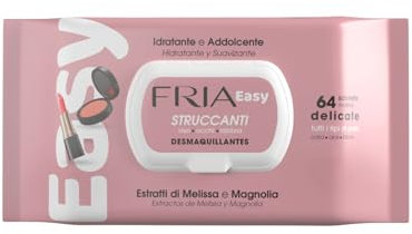 Fria Easy Salviette Struccanti, con Estratti di Melissa e Magnolia ad Effetto Idratante e Addolcente sulla Pelle, Dermatologicamente Testate, Confezione da 64 Salviette