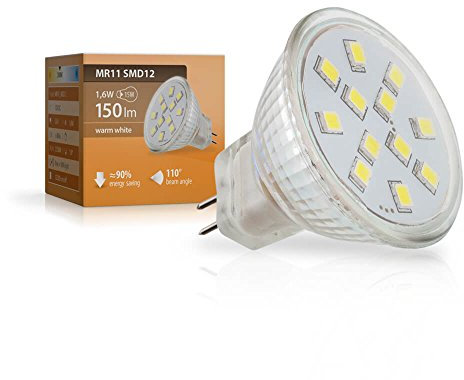 SEBSON LED Lampe GU4/ MR11 2W (1.6W), ersetzt 20W Glühlampe, warmweiß, 150lm, Leuchtmittel 110°, 12V DC