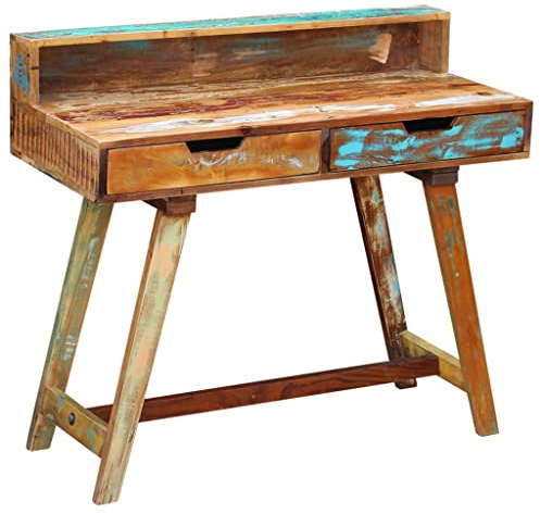 vidaXL Bureau en Bois de récupération Massif Table d'ordinateur Table de Travail