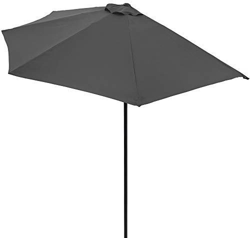 Kingsleeve® Demi-Parasol Ø 270 cm Anthracite Parasol de Balcon terrasse avec manivelle Pare-Soleil Protection Solaire UV 50+