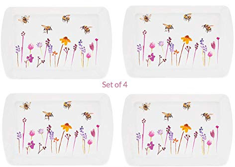 Set of 4 Snack Trays Pretty Water Colour Busy Bees Design by Jennifer Rose Gallery