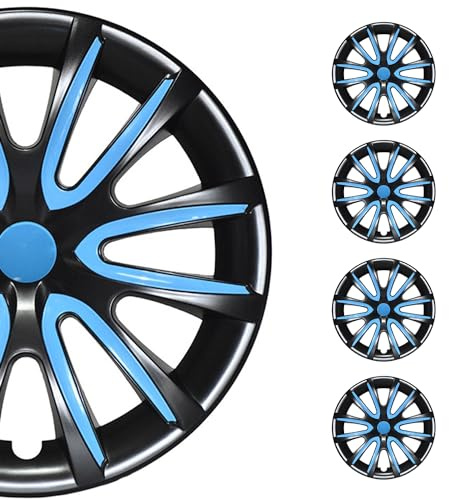 OMAC 4X Radkappen Radzierblenden Radblenden 16 Zoll Stahlfelgen Lucido Nero-Blu