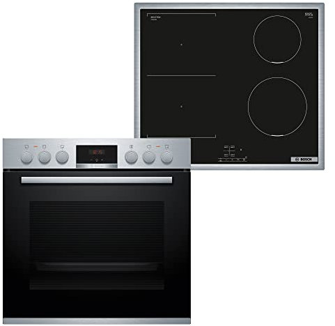 Bosch HND616LS67 Herd-Induktionskochfeld-Kombination (herdgesteuert), 59,4 cm breit, Autopilot 10-Automatikprogramme, Weiße LED-Display-Steuerung, Versenkknebel, Kindersicherung