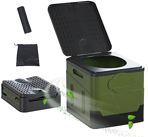 Campingtoilette Tragbare Trenntoilette [STABIL bis 150 kg] mit Müllbeutel & Aufbewahrungstasche, Mobile Toilette Faltbare, 32x27x30 cm, Kompakt Toilette für Wandern, Camping, Reise, Boot, Garten