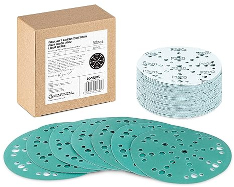 6 Inch 49 Hole 220 Grit Sanding Disc, Hook and Loop Film Backing Sanding Discs Compatible with Festool Sanders by toolant - 50 Pack