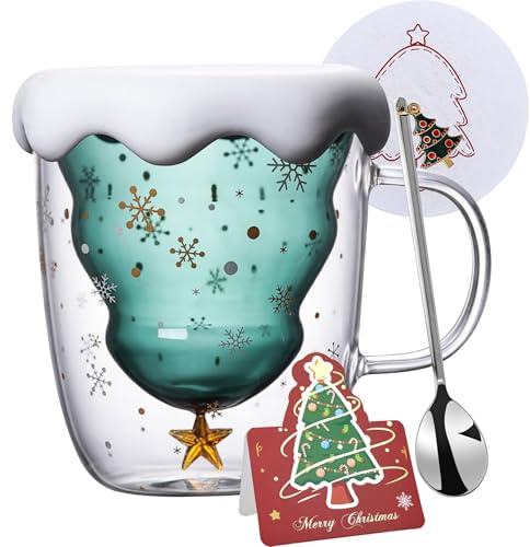 Arawat Taza De Navidad De Doble Pared De Vidrio Taza De Navidad Personalizada Estética Taza De Navidad Para Novio Tazas De Té Vasos Para Beber Novia Divertidos Regalos De Navidad Para Mujeres Niñas