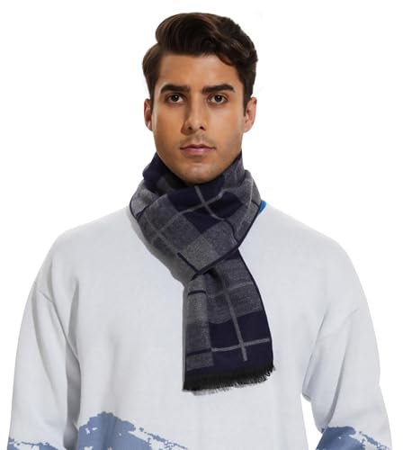 TRABIG Winterschal Weiches Warmes Kaschmir, Winter Schal Herren Langer Herrenschal Karierter, Strick Männerschal Classic und Elegant Plaid Männer