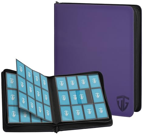 TCGUARD 12 Scomparti per Carte da Collezione, Album con Chiusura Lampo, per 720 Carte, Raccoglitore per Carte di Credito, Tasche Laterali Sicure, Compatibile con YuGiOh, MTG, Carte Sportive (Viola)