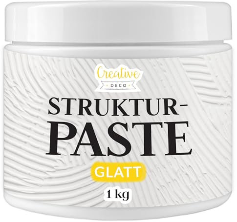 Creative Deco Strukturpaste Glatt 1 kg | Weiße Spachtelmasse für Acrylmalerei | Modellierpaste für Kunstprojekte, Acrylfarbe, DIY, 3D-Effekte, Texturen | Einfach mit Palettenmesser aufzutragen