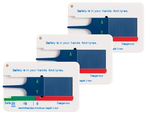 TAKONE Tread Depth Gauge for Tyres – Pack de 3 unidades de 0 – 20 mm de plástico para coche, moto, SUV, furgoneta y camión (azul)