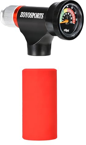 ZOYOSPORTS Mini inflador de CO2 con manómetro portátil para neumáticos de bicicleta para bicicletas de carretera y montaña, no incluye cartuchos de CO2