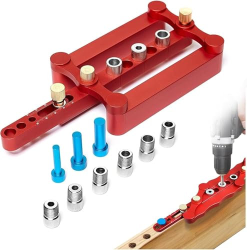 Guide de Perçage Bois, gabarit de perçage à vertical, localisateur de trous pour le bois, guide de perçage pour chevilles de 6/8/10 mm pour le positionnement du gabarit de perçage du bois