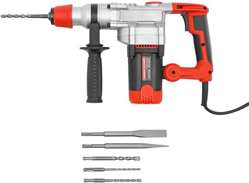 Martello perforatore 2200 W, 3 in 1 funzioni, con accessori, scalpello e custodia, 930 giri/min, martello demolitore, impugnatura anti vibrazione