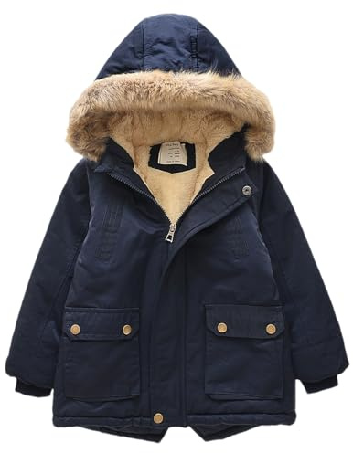 amropi Niño Invierno Chaqueta con Capucha Abrigos Forro Polar Parka Cálido Jacket por 3-11 años