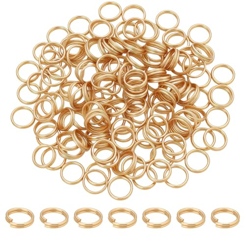 UNICRAFTALE 150 pièce Anneaux de Jonction Fendus Acier Inoxydable Plaqués Or 18 carats Doubles Boucles Anneaux de Saut 8mm Connecteur Métal pour Porte Clés Bijoux Collier Bracelets Boucles D'Oreilles