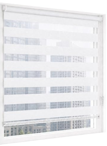Doppelrollo klemmfix Duo Rollo ohne Bohren, Weiß 55x100cm(BxH), Rollos für Fenster und Tür,Fensterrollo Klemmrollo Seitenzugrollo Easyfix lichtdurchlässig und verdunkelnd