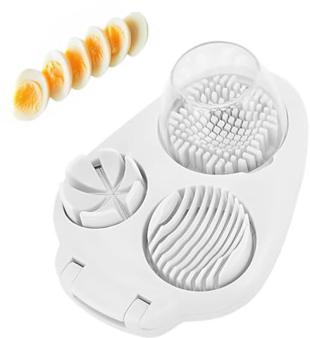 3 in 1 Egg Slicer for Hard Boiled Eggs, Portable Multifunctional Egg Cutter with Stainless Steel Wire, Food Evenly Slice Dice Chop Strawberry Banana Tomato Mushroom for Kitchen Chopper Tool