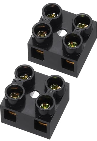 sourcing map 2pcs Dual Row Terminal Block, 2 Positions 500V 20A Screw Terminals Strip, Cable Barrier Block Strip for Home Appliances, Electronic Circuits, Black