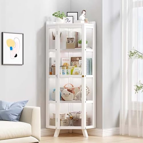 Vitrina Expositora de Esquina, Armario de Almacenamiento con Puertas de Acrílico, Armario de Colección Transparente para Oficinas, Salas de Estar, Estudio