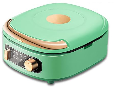 Elektrisk Bakpanna, Elektrisk Pannkaksmaskin med Avdelare, Löstagbar Non-Stick, Dubbelsidig Elektrisk Stekpanna med Lock, för Grill(Green)
