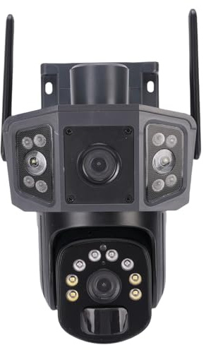 ciciglow Telecamera di Sicurezza Solare Wireless da Esterno, Vista a 360 Gradi Risoluzione 8MP Zoom Pan Tilt a Doppia Lente, con Rilevamento Movimento PIR e Visione Notturna, per