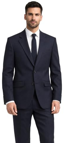Navy Blue Herringbone Suit Jacket, 100% Wool Blazer, Men's Formal Tailored Fit