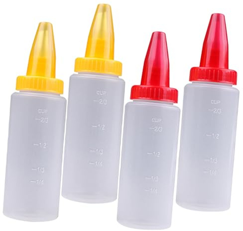 BATHVEVE Set 4 Bottiglie da Spremitura per Decorare Dolci, Contenitori in Pp per Decorazione Cake, Strumento Pratico per Cucina e Pasticceria