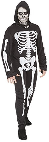 Rubies Disfraz Esqueleto para Adulto, Jumpsuit Impreso con Capucha, Oficial Rubies para Halloween, Carnaval, Fiestas, Cumpleaños
