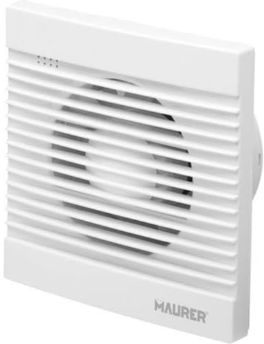 MAURER FAN-01. Aspiratore elicoidale da Parete 16W. Rumorosità 35dB, Portata 138 m2/h e 2050 Giri/min. 18x18cm:Diametro 116mm