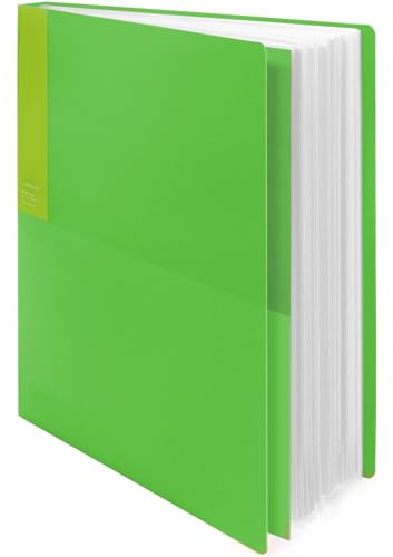 Kokuyo 20-Pocket Binder with Plastic Sleeves (Light Green), A4 Art Portfolio Folder with Clear Sheet Protectors. 40 Pages of Presentation Display Book. Japan Import (CTRA-C20LG)