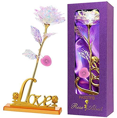 Alla hjärtans dag present till henne evig ros stabiliserad gåva dam födelsedag 24k rosa guldpläterad med hållare alla hjärtans dag presenter mamma vän flickvän flickvän presenter till henne årsdag