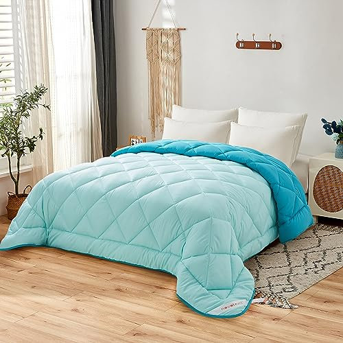 NH NOVOTEXTIL HOGAR Edredón Relleno Nórdico Cama 105 (200x270), Edredón Bicolor de Fibra 350 gr/m² - Nórdico Invierno Suave, Ligero, Reversible y Transpirable (Celeste/Lago)