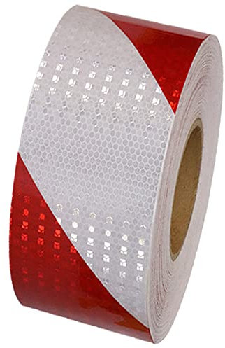 LCOUACEO Reflektierendes Klebeband Rot Weiß 5cm x 20m wasserdicht reflektierendes Klebeband selbstklebendes Warnband Sicherheitsband prägnantes Warnband für Fahrzeuge Autos Anhänger Outdoor
