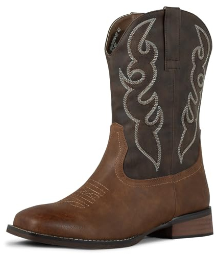 J's.o.l.e Cowboy-Westernstiefel für Herren, langlebig, bequem, breite quadratische Zehenpartie, Braun, 44.5 EU