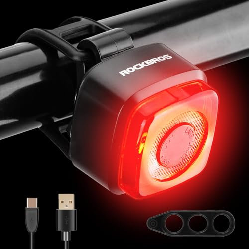 ROCKBROS Fahrrad Rücklicht USB-C Wiederaufladbare Hinten Fahrradlicht StVZO Zugelassen LED Fahrradbeleuchtung IPX5 Wasserdicht Fahrradlampe Bike Light für Rennräder, MTBs