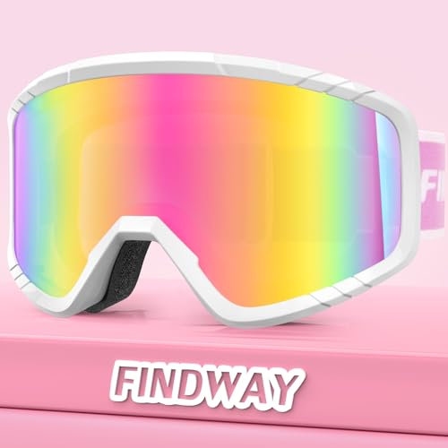 Findway Skibrille, Snowboard Brille für Brillenträger Herren Damen Erwachsene Jugendliche, OTG, UV-Schutz Kompatibler Helm, Anti Fog Erwachsene Ski Goggles für Skifahren/Skaten/Schneemobil