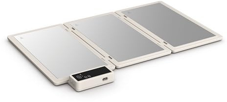 bella Fold & Store Warming Tray, Fits-anywhere Kitchenware, Touchscreen Controls w Adjustable Temperature & Timer, 24.8” to 8.3” wide, Auto Shutoff & Stainless Steel Warming Pads, 300 Watt, Oatmilk