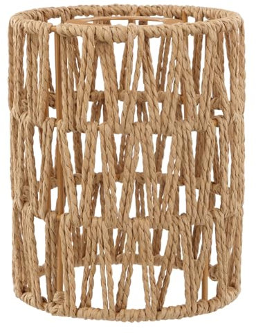 Boho Rattan Lampenschirm - Natürliches Design für Hängelampen & Stehlampen - Pendelleuchtenschirm aus Rattan - Laterne, Tischleuchte, Hängeleuchten, Deckenlampe, Lampenschirm Zubehör mit Ø 12cm (1)