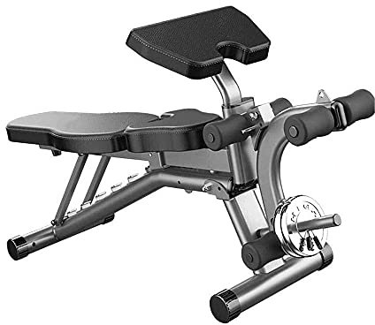 Banc d'haltères Sit-up Fitness Equipment, Banc de musculation plat réglable à 90 °, Planche couchée pliable réglable 4 en 1 pour la maison pour l'entraînement du corps entier Hommes et femmes Général