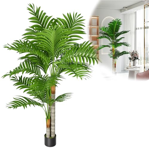 YRHome 180 cm di palma artificiale realistica, pianta finta per stanza, soggiorno, balcone, bagno, facile da pulire, durevole, albero artificiale di bosso