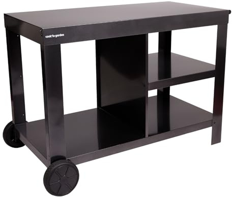 Cook'in garden - Desserte Nova 110, Grand Chariot de Jardin avec Plan de Travail, Meuble sur roulettes Facile à Déplacer, Support Idéal pour Plancha ou Barbecue, Noir
