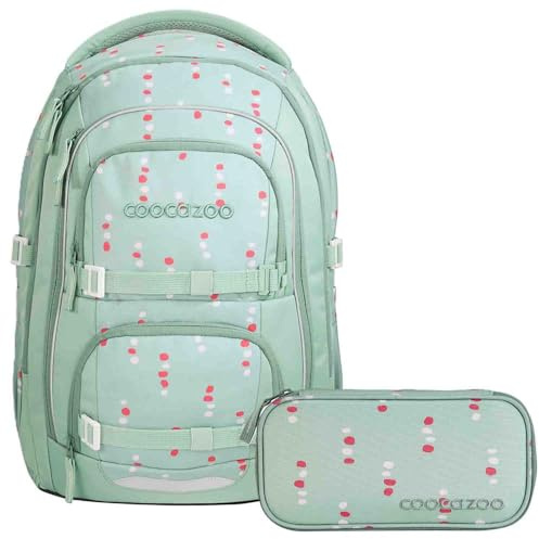 Coocazoo Porter Laser Lights Schulrucksack Set 2tlg. inkl. Schlamperbox (Dancing Dots)